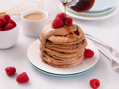 Raspberry Swirl Almond Butter Pancakes