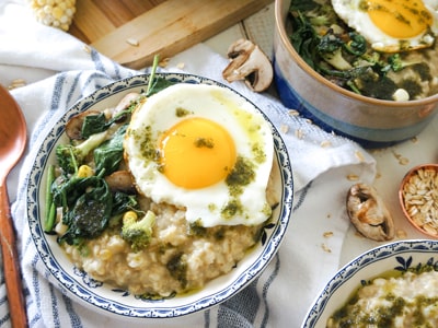 Bone Broth Oats with Sautéed Vegetables and Soft Eggs