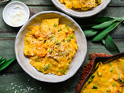 Butternut Squash Ravioli and Vegan Cream Sauce