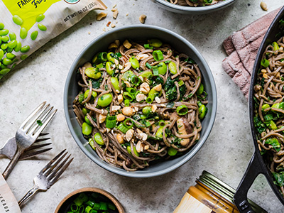 Peanut Noodles with Edamame and Shiitake Mushrooms