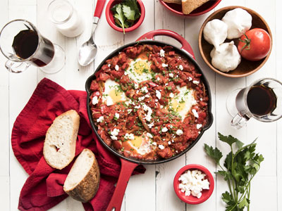 Grilled Pepper Shakshuka with Feta