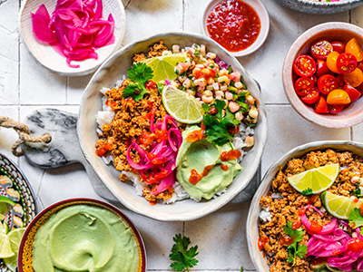 Spicy Vegan Tofu Burrito Bowls